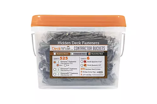 DeckWise Ipe Clip Extreme 3/32" — Short/Black — 2 Gallon Contractor Bucket/525 pcs/300 sq-ft