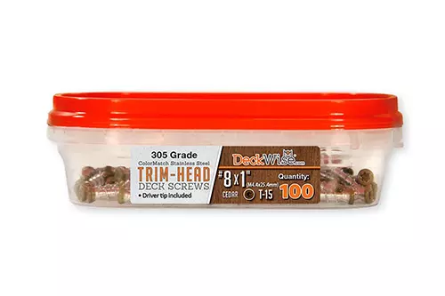 #8x1" Brown Deck Screws – Trim Head T15 305 Grade SS – 100 ct