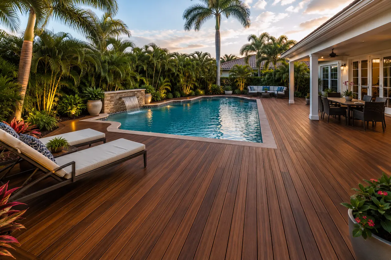 Ipe decking around a Florida backyard pool