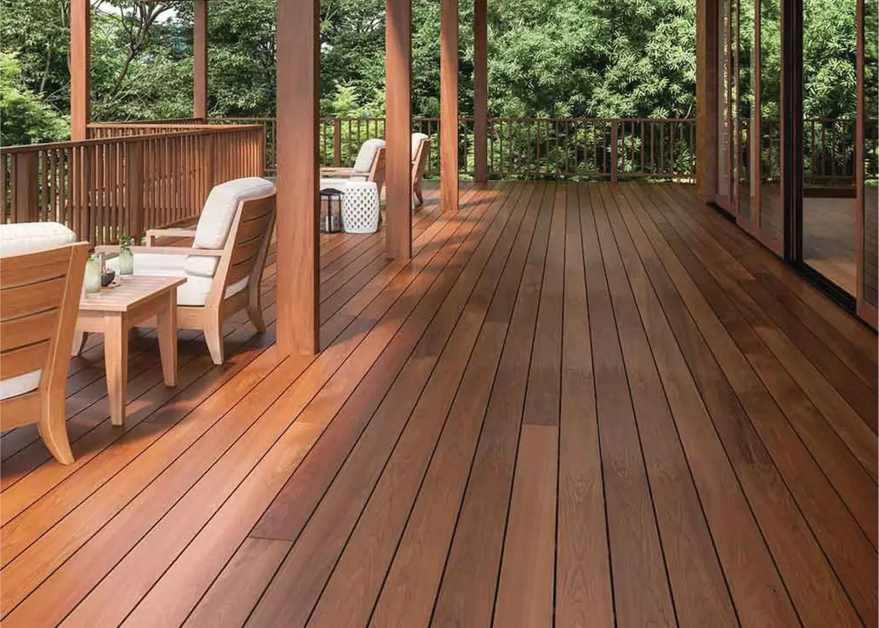 Ipe deck boards on a Florida lanai